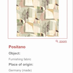 Textildesign "Positano" von Elsbeth Kupferoth in der Kollektion des V&A Museum London