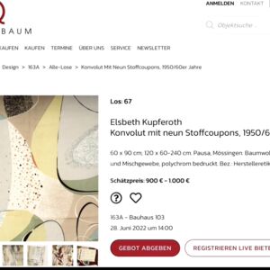 Stoffcoupons von Elsbeth Kupferoth, 1950/60er Jahre
