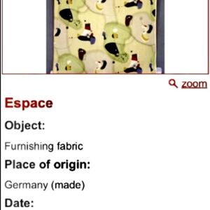 Textildesign "Espace" von Elsbeth Kupferoth auf der Website des V&A